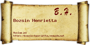 Bozsin Henrietta névjegykártya